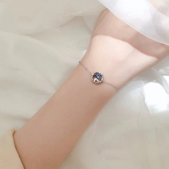 925 Sterling Silver Blue Zircon Mermaid Bracelet - Picture 9 of 15